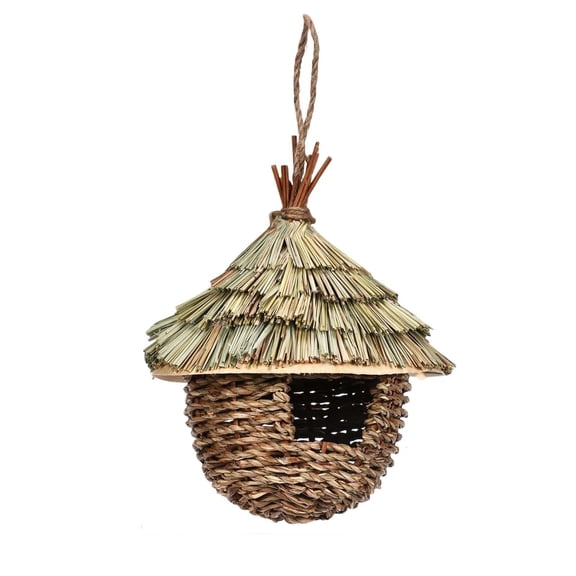 Handwoven Natural Straw Bird House Hanging For Garden Outdoor Decoration 1 Pack