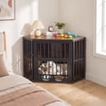 thumbnail image 5 of Gymax Corner Dog Crate Furniture Wooden Dog Kennel End Table Heavy Duty Pet Crate Brown, 5 of 10