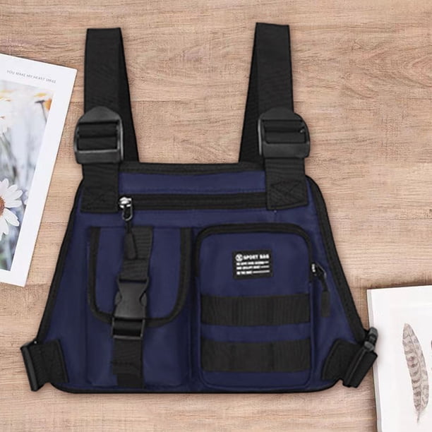 Bolsa De Pecho Molle Bolsas de chaleco informales para hombres, bolsa de pecho segura Oxford para viajes de senderismo (azul oscuro) Sywqhk Para Estrenar