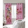 thumbnail image 2 of Giraffes Flowers Blackout Curtains 54 Inch Length 2 Panels Set for Living Room Bedroom, A Girl Who Likes Giraffes Elegant Animals Pink Room Darkening Window Curtains Thermal Black Out Curtain 52"x54", 2 of 8