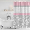 thumbnail image 4 of Pink Grey Waterproof Fabric Shower Curtain,Chic Garden Floral Stripe Aesthetic Flower Boho Waterproof Fabric Shower Curtain for Bathroom Curtains Bathtubs Shower Curtains with 12 Hooks Stall 54x78in, 4 of 8