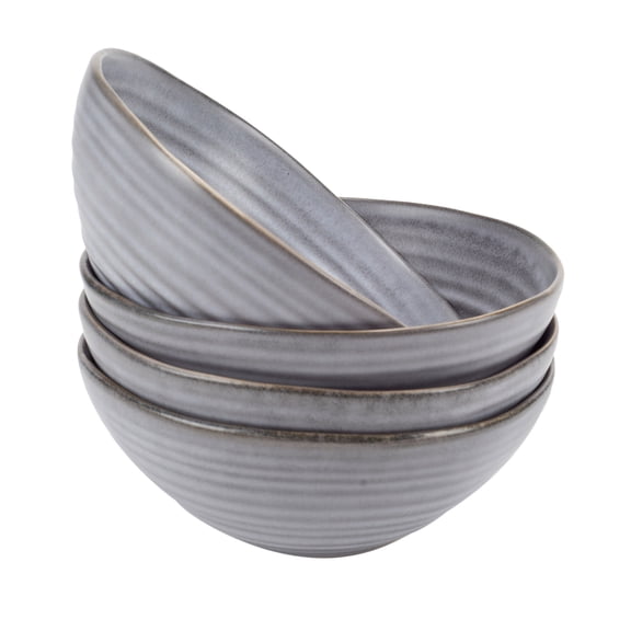 Elanze Designs Modern Chic Ribbed Ceramic Stoneware Dinnerware Bowls Set of 4 - Slate Grey