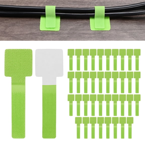 Uxcell 40-Pack Hook and Loop Cable Ties, 3.5 x 1.1 Inch Adjustable Self-Adhesive Cord Organizer for Desk [Green]