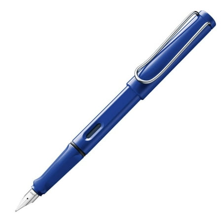 LAMY Safari Classic Fountain Pen With A Polished Stainless Steel Fine Point Nib, Ink Level Window & Flexible Clip, Shiny Blue