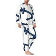 thumbnail image 2 of Salouo Navy Blue Anchor Print Button-Front Long Sleeve Pajama Set for Men, Soft 2Pjs Men's Long Sleeve Sleepwear-XX-Large, 2 of 7