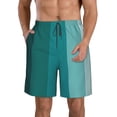 thumbnail image 1 of Fotbe Teal Color Trajes de Baño Estampados para Hombre, Shorts de Verano de Secado Rápido, Ropa de Playa, Bañadores-Large, 1 of 6