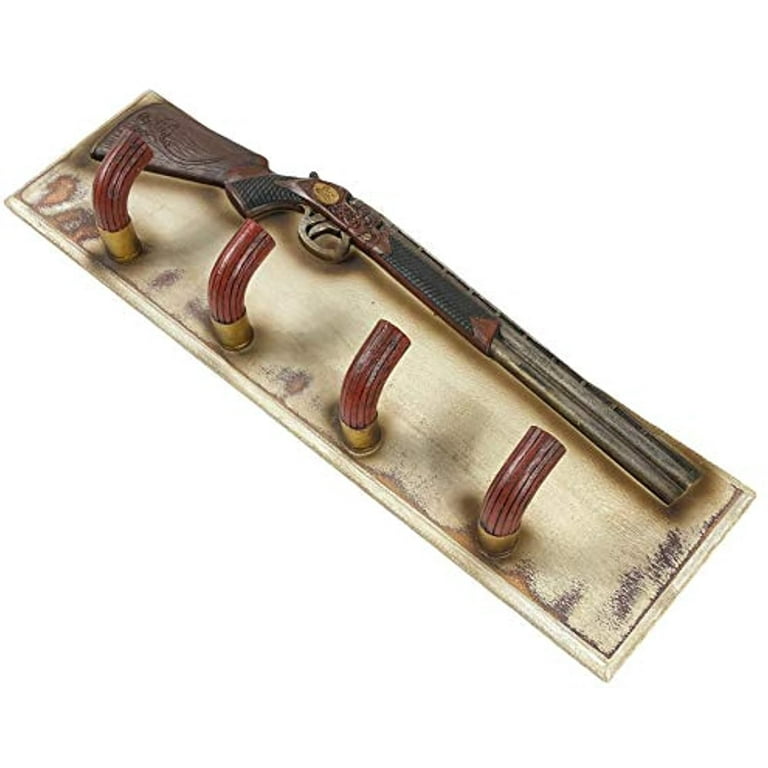Urbalabs Western Rustic Shotgun Shell and Rifle Wall 4 Hooks Coat or Key  Holder Wall Hook Mounted Decorative for Hats, Coats, Towels, Mudroom,  Rustic Distressed Finish 
