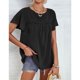 thumbnail image 5 of Blusa de jacquard con mangas con volantes Blusa de jacquard con mangas con volantes y cuello redondo de color liso para mujer Verano Primavera, 5 of 8