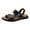Brown, variant on Leozcaa Men's Beach Leather Sandals 2025 Slide Footwear Round Flip Flops Slip On Slippers Beach Flat Sandals