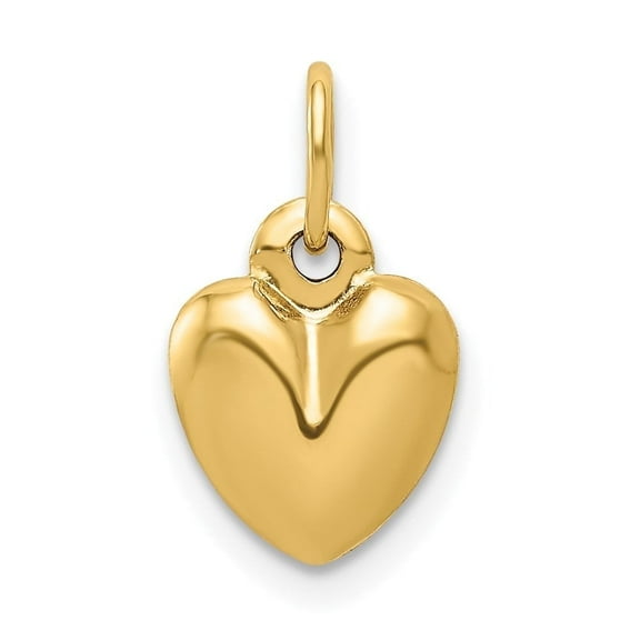 Auriga Fine Jewelry 14K Yellow Gold Puffed Heart Charm Pendant (L- 14 mm, W-8 mm) Valentine's Day Gift for Women