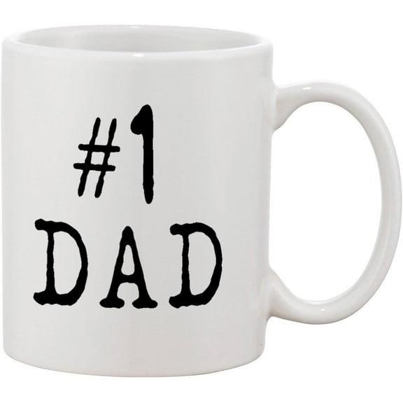 Promotion & Beyond #1 Dad Mug (11 oz) - Ceramic, White, Modern, Funny, Dishwasher Safe