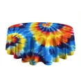 thumbnail image 5 of Colorful Tie Dye Spiral Pattern Round Tablecloth 60"x60",Wrinkle Wipeable Table Cloth for Kitchen Dining Room Picnic Patio Party, 5 of 6