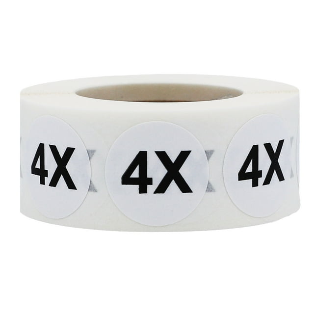 White Circle 4X Clothing Stickers | 0.75" Inch Round | 500 Pack