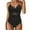 Black, variant on Womens Form-Fitting One-Piece Swimsuit with Mesh Crossover Detail & Adjustable Thin Straps - Streamlined Swimwear Blue XL