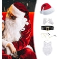 thumbnail image 3 of Huggegwe Ensemble de Costume de Noël Père Noël Chapeau de Père Noël pour Déguisement Performance Fête Cosplay, Ensemble 5 Pcs CA919-149464, 3 of 7