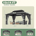 thumbnail image 4 of NETAJE 10x14 FT Hardtop Gazebo, Heavy Duty Gazebo with Aluminum Frame, Galvanized Steel Double Roof & Mosquito Net for Garden, Patio, Grey, 4 of 10