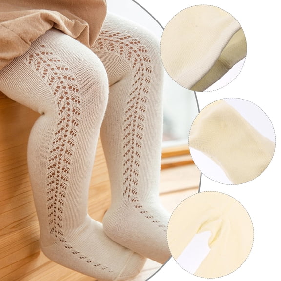 KONTONTY 1 Pair Girls White Pantyhose Comfortable Cotton Legging for Summer Outfit