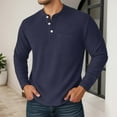 thumbnail image 2 of KHONTS Men's Henley Long Sleeve Shirts Waffle T-Shirt Lightweight Button up Thermal Undershirts Navy S, 2 of 5