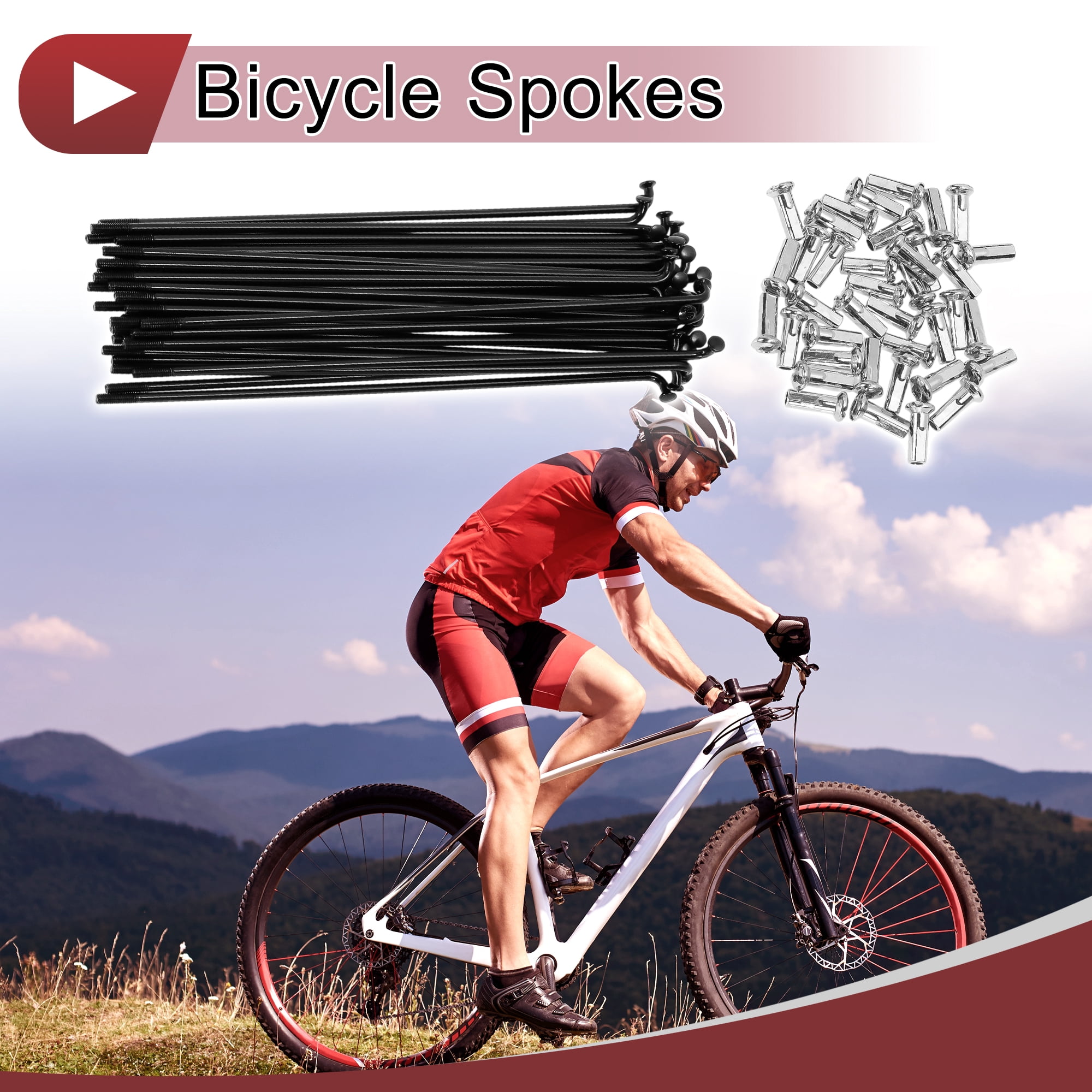Unique Bargains 38Pcs 13G Bicycle Spokes Bike Wheel Spokes Carbon Steel Black 5.12"