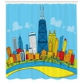 thumbnail image 3 of Ambesonne Chicago Skyline Shower Curtain, Cartoon City View, 69"Wx70"L, Multicolor, 3 of 3