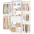 thumbnail image 2 of Homieasy Adjustable Small Closet System, 3.2-6.8FT Expandable Closet Organizer with 2 Wooden Drawers & 5 Heavy-Duty Hanging Rods, White, 2 of 8