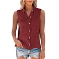 thumbnail image 6 of AherBiu Summer Tops for Women Sleeveless Button down Shirts Lapel V Neck Lightweight Casual Blouse, 6 of 7