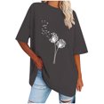 thumbnail image 2 of WREESH Women's Oversized T-Shirts Casual Round-Neck Printed Loose Short Sleeve Blouse Gray, 2 of 5