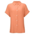 thumbnail image 3 of Hienoo Summer Button Down Shirt for Girls Casual Solid Short Sleeve Shirt Top, Sizes 5-16, 3 of 4