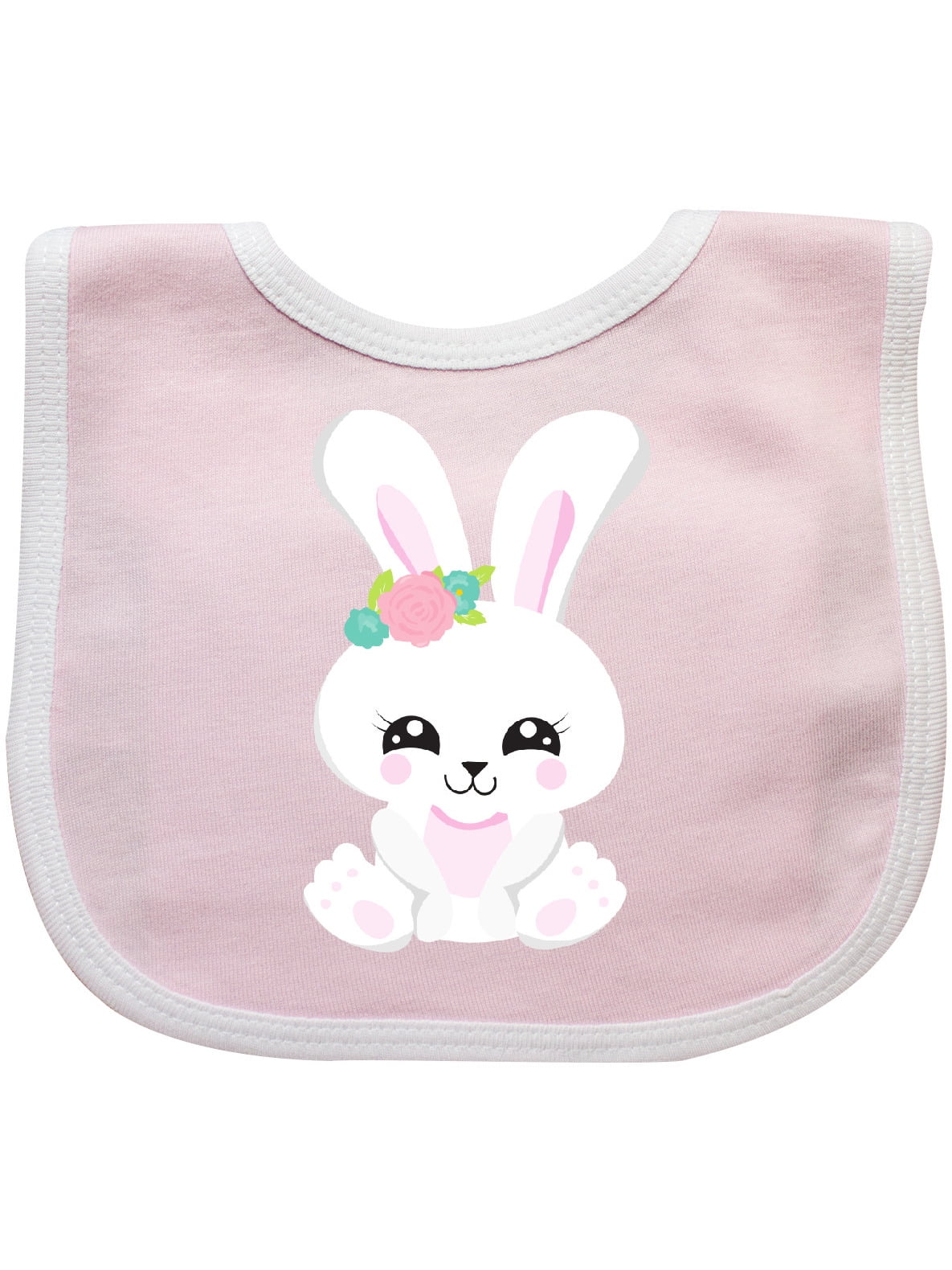 Download Cute Bunny, White Bunny, Bunny With Flowers Baby Bib ...