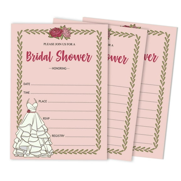Inkdotpot 30 Bridal Shower InvitationsBridal GownWedding Fill-In Style Invites Blank Invites