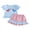 Blue, variant on BemeyourBBs Toddler Baby Girls 4th of July Outfits Cute Infant Baby Girl Summer Clothes Patriot Independent Day Clothes Crab Holding Flag Embroidery Puff Sleeve T Shirt Tops and Ruffle Shorts Set