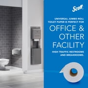 Scott Professional 100% Recycled Fiber High-Capacity Jumbo Roll Toilet Paper, Bulk (67805), 2-Ply, Septic Safe, White, Non-Perforated (12 Rolls at 1,000' Each, 12,000'/Case)