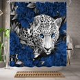 thumbnail image 2 of Cortina de ducha con estampado de leopardo y safari africano para decoración de baño, tela de poliéster, 72 x 72 pulgadas (azul), 2 of 4