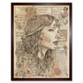 thumbnail image 1 of Upcycled Music Book Page Singer Portrait Illustration Art Print Framed Poster Wall Decor 12x16 inch, 1 of 5