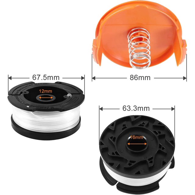 Bobina de hilo de recortadora para recortadoras Black and Decker, 6 bobinas de hilo de recortadora con 1 cubierta de bobina y 1 resorte Banban ZefeiWu 8390614898219