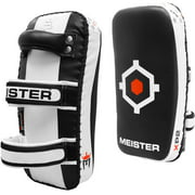 Meister XP2 Professional Curved Thai Pads for Kickboxing & MMA - X-Thick Cowhide Leather - Black - Pair (2 Pads)