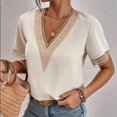 thumbnail image 6 of Women Summer Fashion Short Sleeved V Neck Lace Solid Color Shirt Short Sleeved Loose Top Long Sleeve Layering Shirts for Women Casual Womens Tops Short Sleeve Stretch Tee Medium Sleeve Womens Workout, 6 of 8