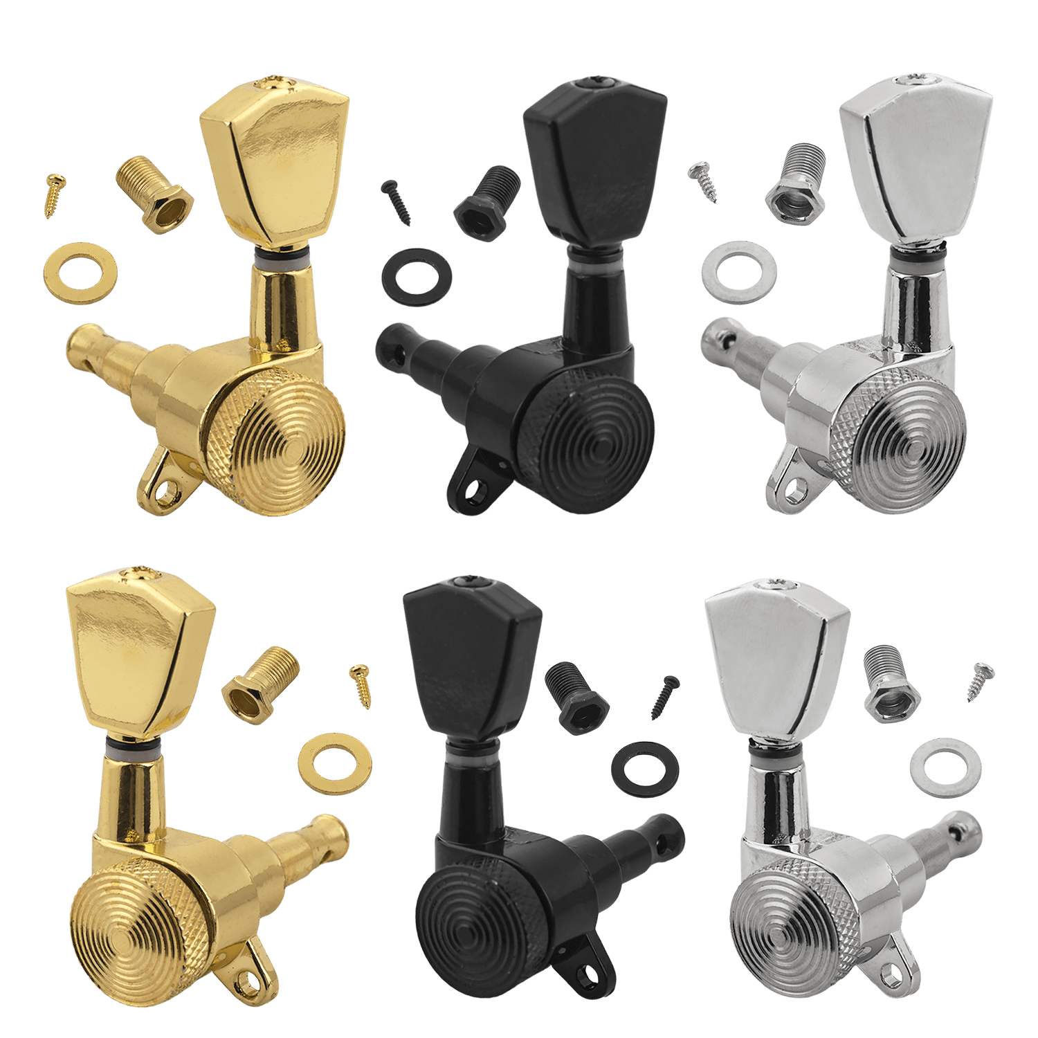 LOOKSEVEN 6L Inline Guitar Locking Tuners Tuning Pegs Machine Heads 1:18 Gear Ratio for Fender/Stratocaster/Telecaster guitar (Gold)