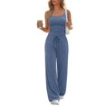 thumbnail image 4 of Women'S 2 Piece Lounge Set Spring Outfits - Camisole Top & Wide Leg Pants Blue XXL, 4 of 8