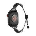 thumbnail image 3 of Dwitch Stylish Elegant Rhinestone Bracelet Watch Band for Apple Watch Series 10 9 8 7 6 5 4 SE 3 2 1, Fashion Adjustable Chain Strap with Sparkling Crystal Inlay,Slim Metal Watch Strap Design,Black, 3 of 5
