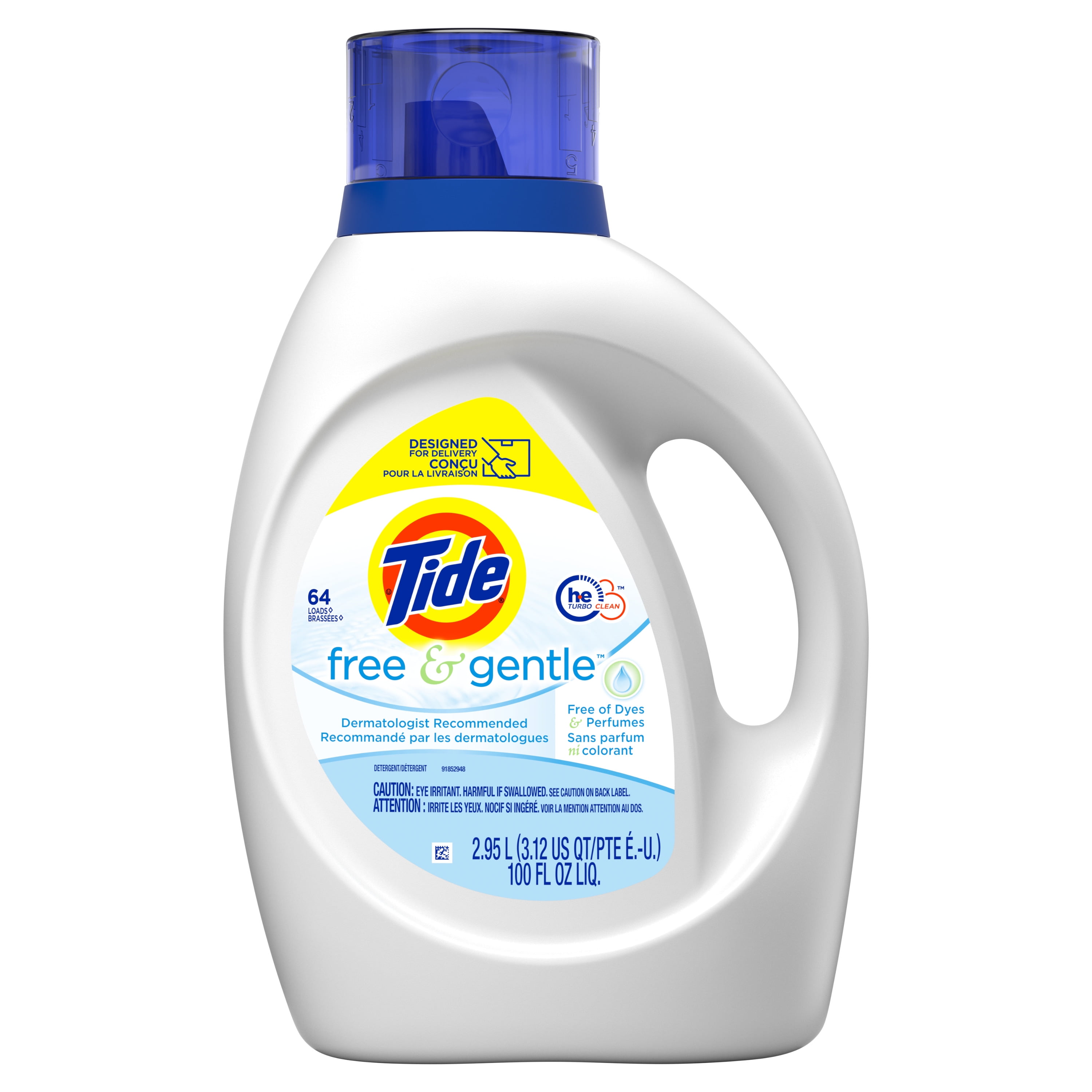 Tide Free & Gentle He, 64 Loads Liquid Laundry Detergent, 100 fl oz
