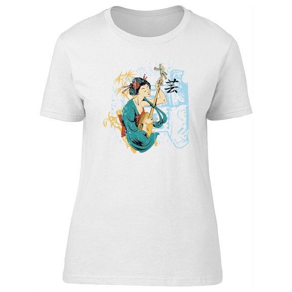 Geisha With Instrument T-Shirt Women -Image by Shutterstock, Female Medium