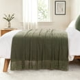 thumbnail image 4 of Battilo Olive Green Throw Blanket,Green Textured Knit Throws,Spring Blanket for Sofa Bed,50"x60", 4 of 8