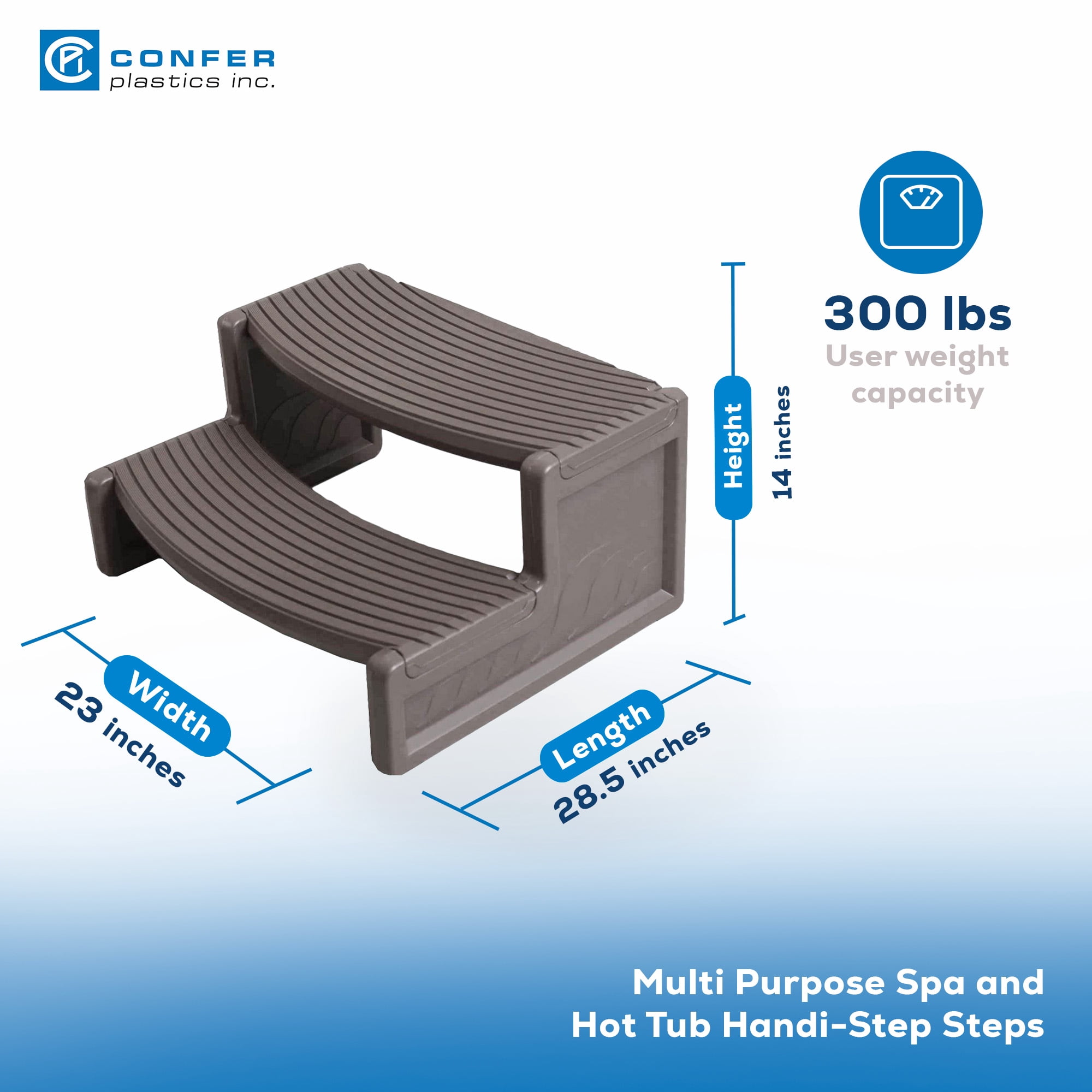 Confer Plastics Handi-Step Hot Tub Stairs for Spas, Deep Grey
