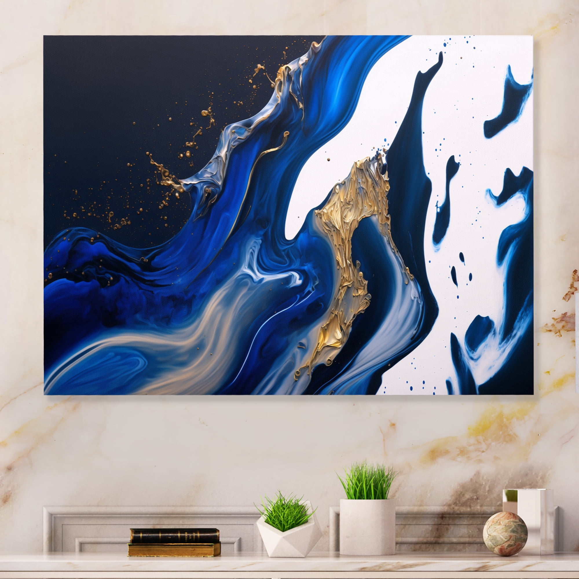 Designart Ice Paint Splash IV Canvas Wall Art