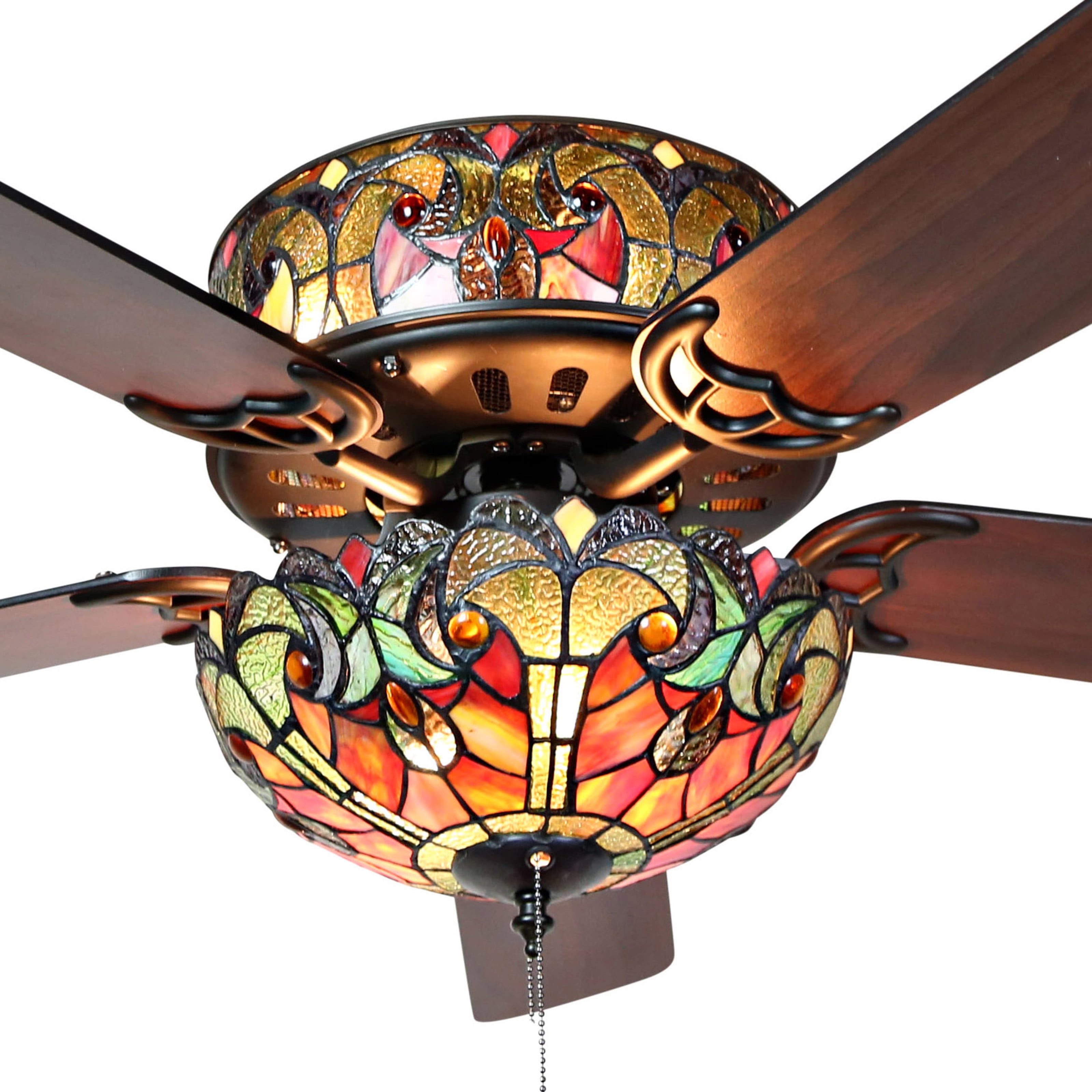 River Of Goods 52 Halston Stained Glass 5 Blade Ceiling Fan With Remote