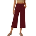 thumbnail image 2 of Capri Pants for Women Straight Leg High Waist Drawstring Sweatpants with Pockets Summer Casual Yoga Cropped Pants,Sizes S-2XL, 2 of 5