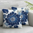 thumbnail image 3 of Chilfamy Spring Dahlia Pillow Covers, White Gray Navy Blue Pillowcase Modern Gometric Floral Decorations Outdoor Throw Pillows Summer Farmhouse Flower Cushion Case for Sofa Couch, 3 of 5