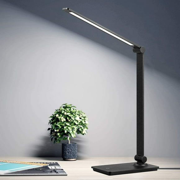 LED Desk Lamp,Dimmable Office Lamp with Adjustable Arm, Foldable Table Desk Lamp for Table Bedroom Bedside Office Study, 5000K, 8W, Black