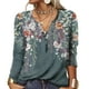 thumbnail image 3 of Blusa estampada Nikou con escote en V muescas para mujer, 3 of 5